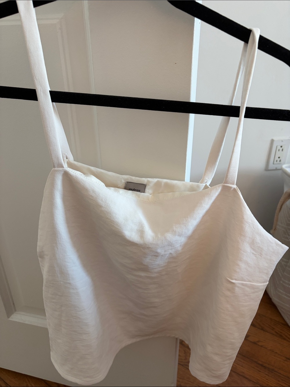 Cutout Ivory Satin Cami Tank Top